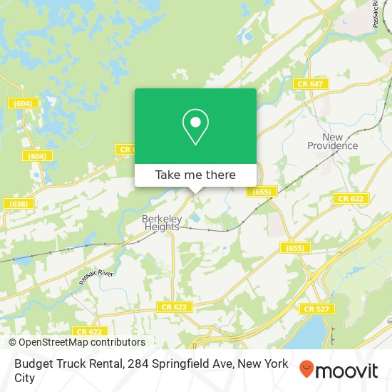 Mapa de Budget Truck Rental, 284 Springfield Ave