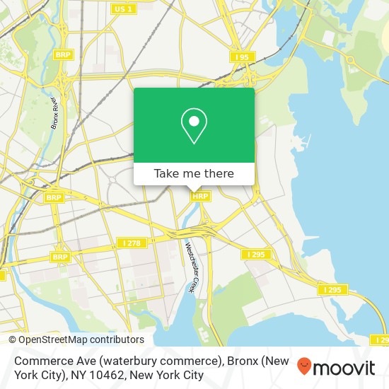 Mapa de Commerce Ave (waterbury commerce), Bronx (New York City), NY 10462