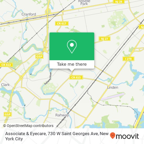 Mapa de Associate & Eyecare, 730 W Saint Georges Ave