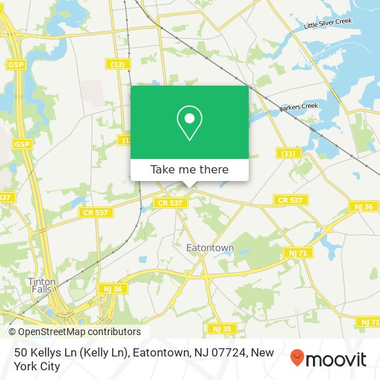 Mapa de 50 Kellys Ln (Kelly Ln), Eatontown, NJ 07724