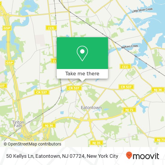 Mapa de 50 Kellys Ln, Eatontown, NJ 07724