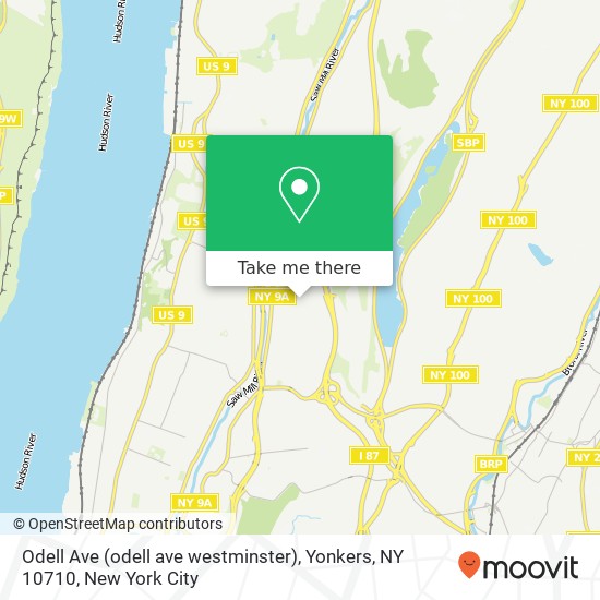 Mapa de Odell Ave (odell ave westminster), Yonkers, NY 10710