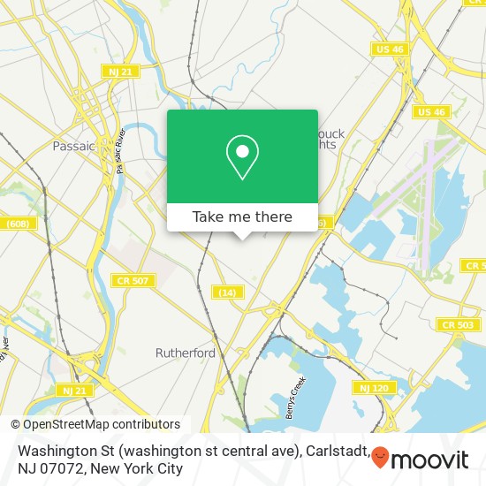 Mapa de Washington St (washington st central ave), Carlstadt, NJ 07072