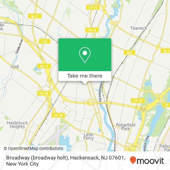 Mapa de Broadway (broadway holt), Hackensack, NJ 07601