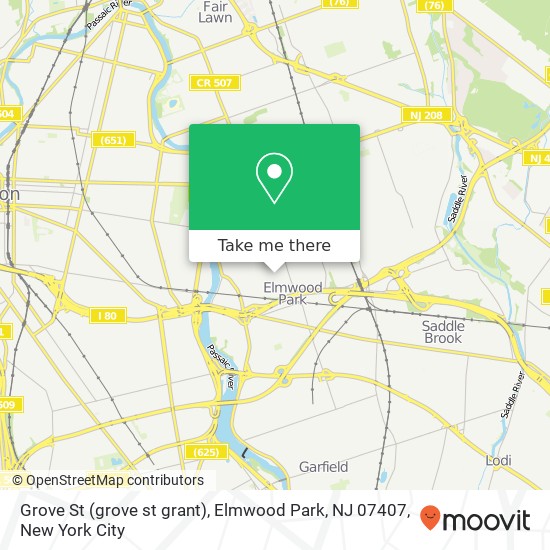 Mapa de Grove St (grove st grant), Elmwood Park, NJ 07407
