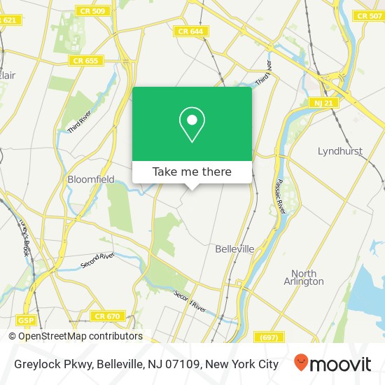 Mapa de Greylock Pkwy, Belleville, NJ 07109