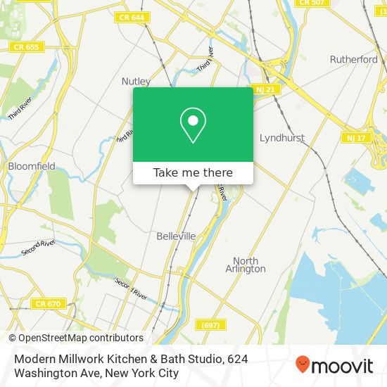Mapa de Modern Millwork Kitchen & Bath Studio, 624 Washington Ave