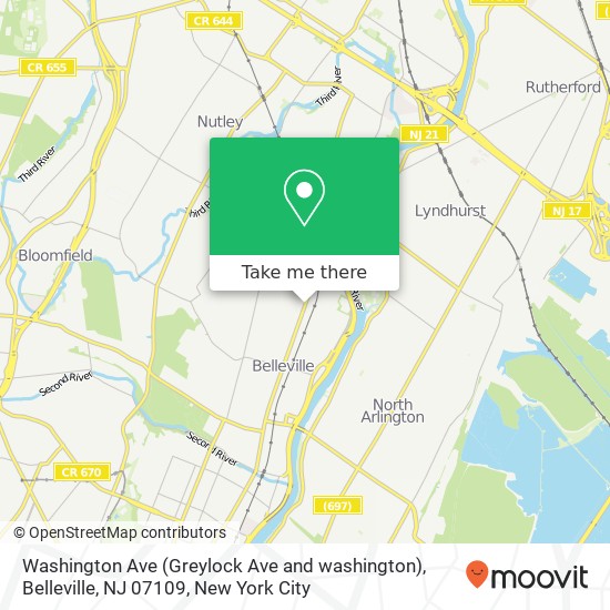 Mapa de Washington Ave (Greylock Ave and washington), Belleville, NJ 07109
