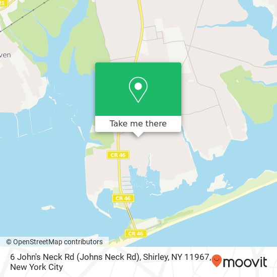 Mapa de 6 John's Neck Rd (Johns Neck Rd), Shirley, NY 11967