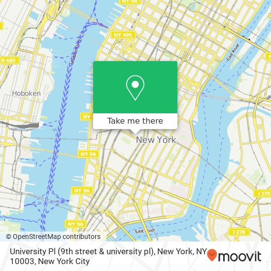 Mapa de University Pl (9th street & university pl), New York, NY 10003