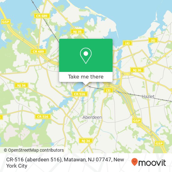 Mapa de CR-516 (aberdeen 516), Matawan, NJ 07747