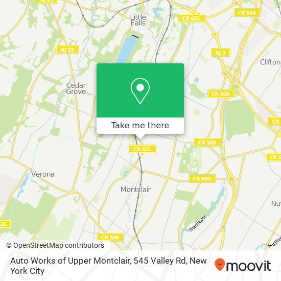 Mapa de Auto Works of Upper Montclair, 545 Valley Rd