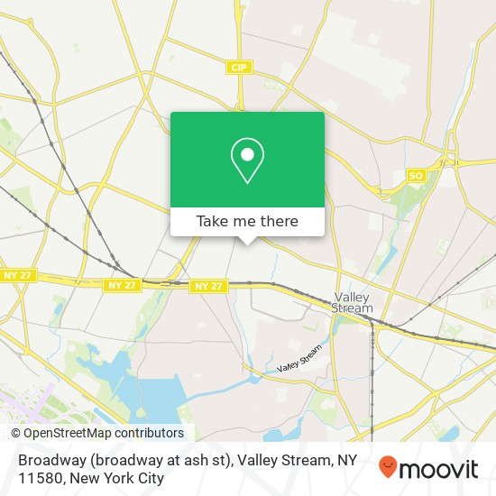 Mapa de Broadway (broadway at ash st), Valley Stream, NY 11580