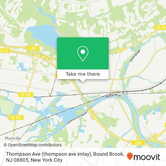 Mapa de Thompson Ave (thompson ave imlay), Bound Brook, NJ 08805