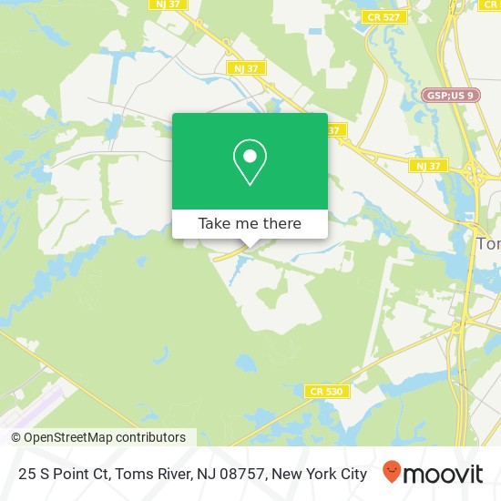Mapa de 25 S Point Ct, Toms River, NJ 08757
