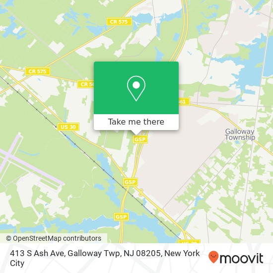 Mapa de 413 S Ash Ave, Galloway Twp, NJ 08205