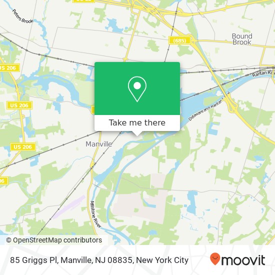 Mapa de 85 Griggs Pl, Manville, NJ 08835