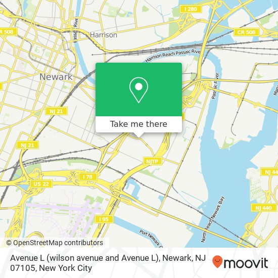 Mapa de Avenue L (wilson avenue and Avenue L), Newark, NJ 07105