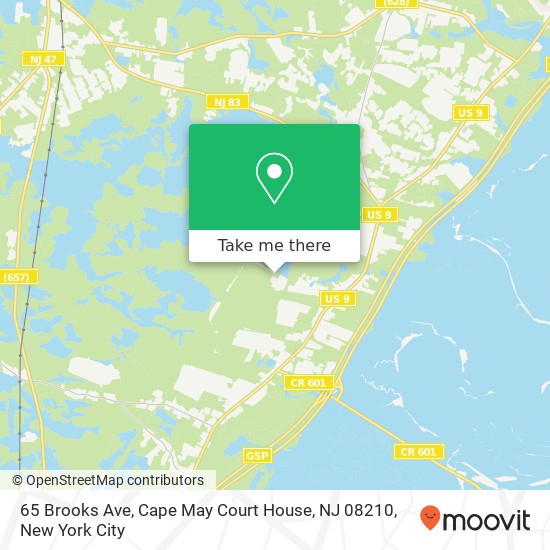 Mapa de 65 Brooks Ave, Cape May Court House, NJ 08210