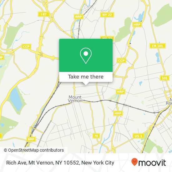 Mapa de Rich Ave, Mt Vernon, NY 10552