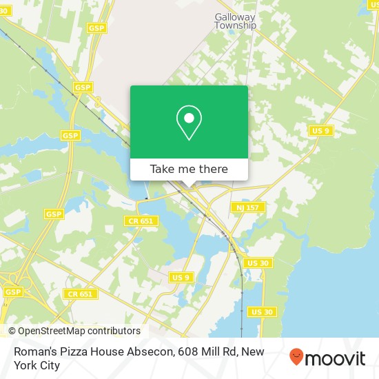 Mapa de Roman's Pizza House Absecon, 608 Mill Rd