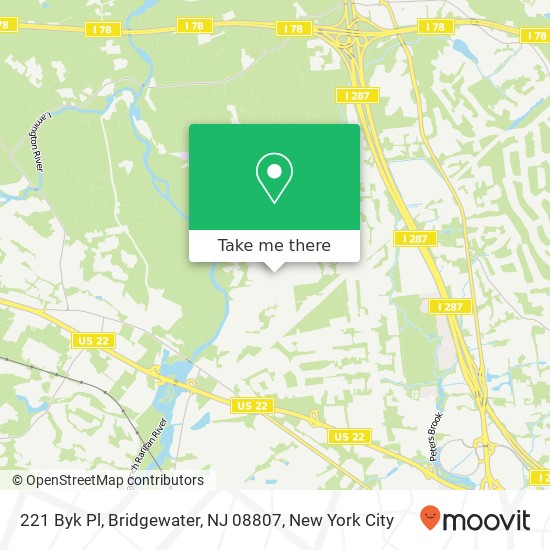 Mapa de 221 Byk Pl, Bridgewater, NJ 08807