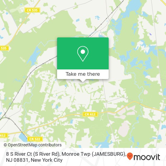 Mapa de 8 S River Ct (S River Rd), Monroe Twp (JAMESBURG), NJ 08831