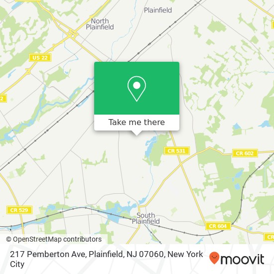 Mapa de 217 Pemberton Ave, Plainfield, NJ 07060