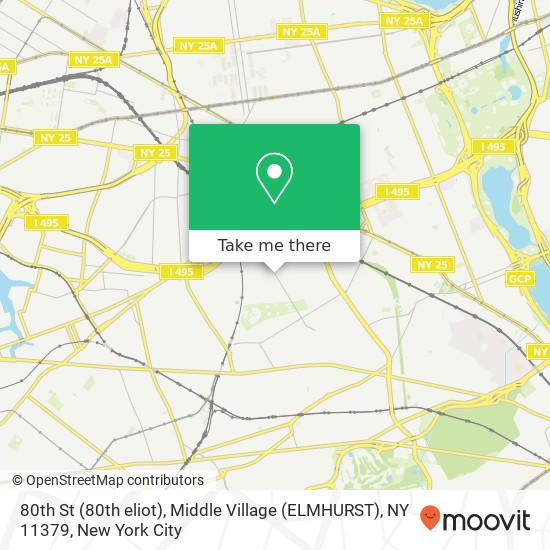 Mapa de 80th St (80th eliot), Middle Village (ELMHURST), NY 11379
