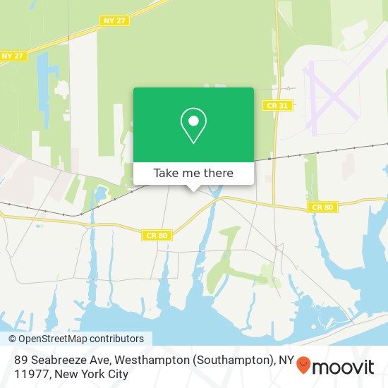 Mapa de 89 Seabreeze Ave, Westhampton (Southampton), NY 11977