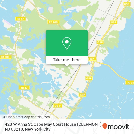 423 W Anna St, Cape May Court House (CLERMONT), NJ 08210 map