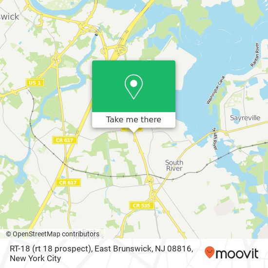 Mapa de RT-18 (rt 18 prospect), East Brunswick, NJ 08816