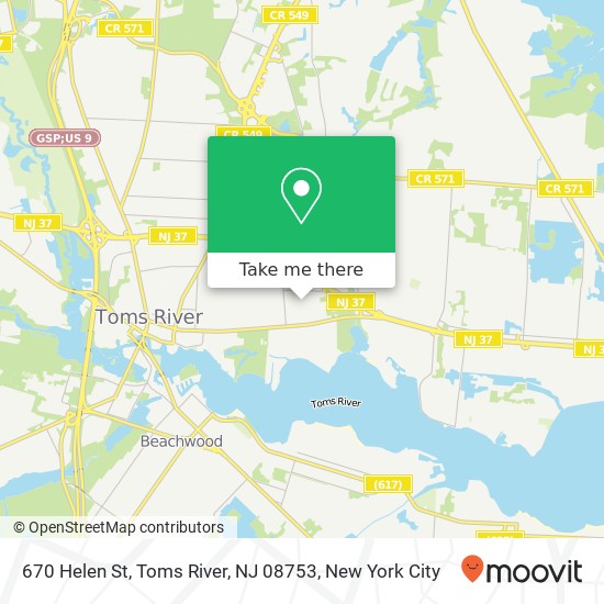 Mapa de 670 Helen St, Toms River, NJ 08753