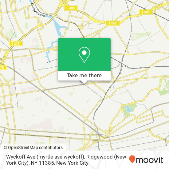 Mapa de Wyckoff Ave (myrtle ave wyckoff), Ridgewood (New York City), NY 11385
