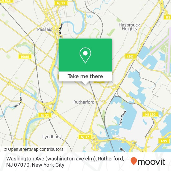 Washington Ave (washington ave elm), Rutherford, NJ 07070 map
