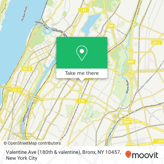 Mapa de Valentine Ave (180th & valentine), Bronx, NY 10457
