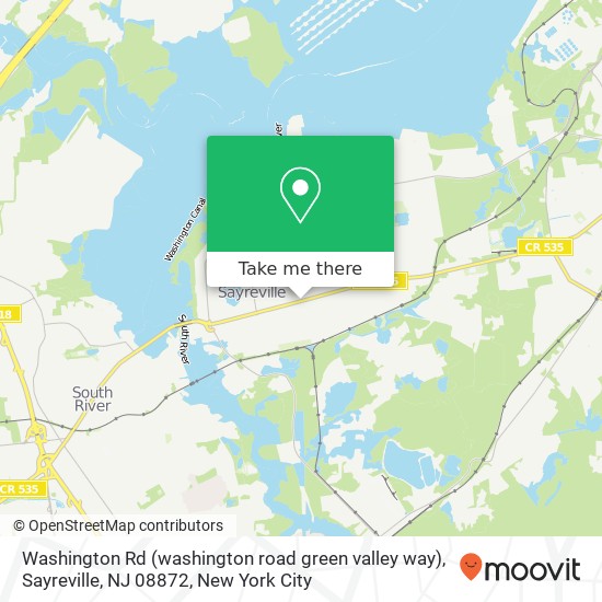 Washington Rd (washington road green valley way), Sayreville, NJ 08872 map