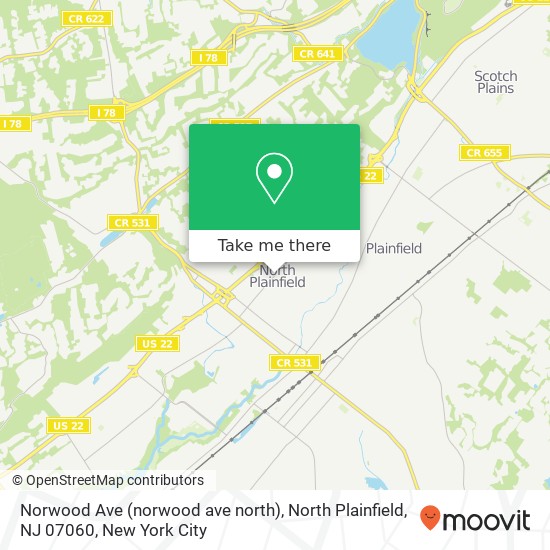 Mapa de Norwood Ave (norwood ave north), North Plainfield, NJ 07060