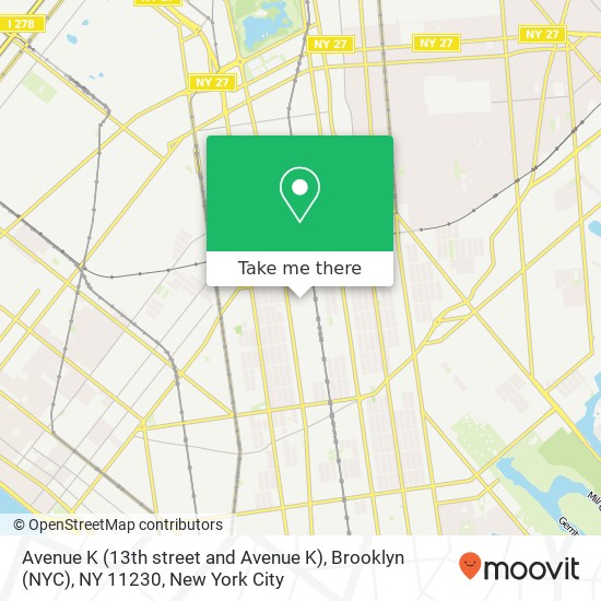 Mapa de Avenue K (13th street and Avenue K), Brooklyn (NYC), NY 11230