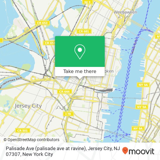 Palisade Ave (palisade ave at ravine), Jersey City, NJ 07307 map