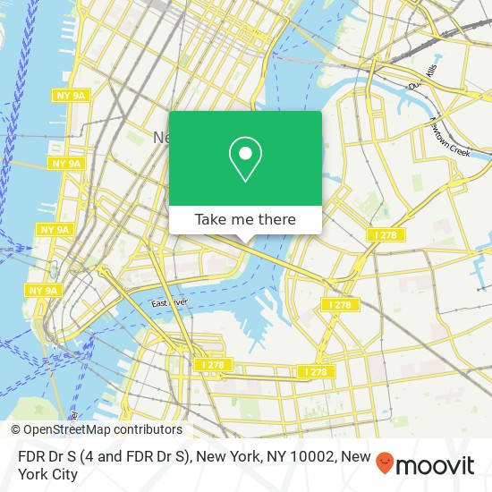 Mapa de FDR Dr S (4 and FDR Dr S), New York, NY 10002