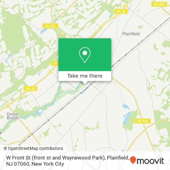 Mapa de W Front St (front st and Waynewood Park), Plainfield, NJ 07060