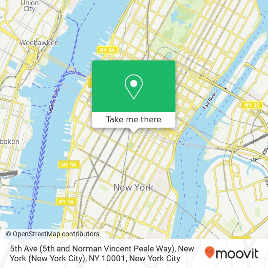 Mapa de 5th Ave (5th and Norman Vincent Peale Way), New York (New York City), NY 10001