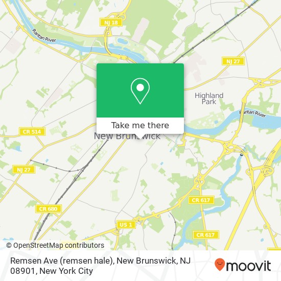 Mapa de Remsen Ave (remsen hale), New Brunswick, NJ 08901