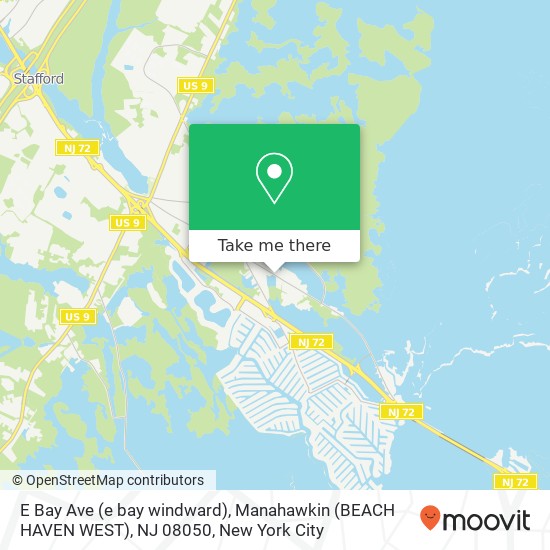 Mapa de E Bay Ave (e bay windward), Manahawkin (BEACH HAVEN WEST), NJ 08050