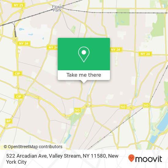 Mapa de 522 Arcadian Ave, Valley Stream, NY 11580