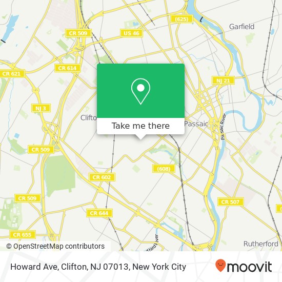 Mapa de Howard Ave, Clifton, NJ 07013