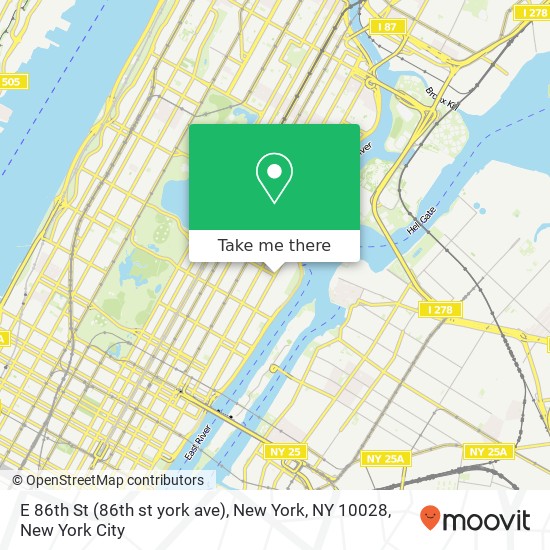 Mapa de E 86th St (86th st york ave), New York, NY 10028