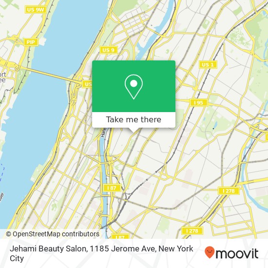 Jehami Beauty Salon, 1185 Jerome Ave map