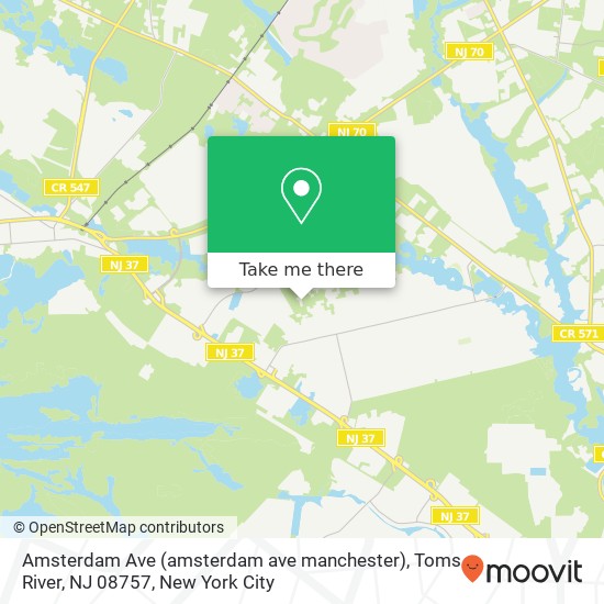 Mapa de Amsterdam Ave (amsterdam ave manchester), Toms River, NJ 08757